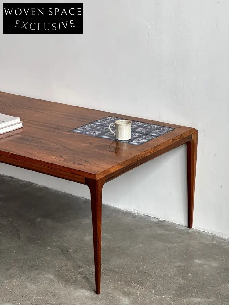 Vintage Danish Classic Designer Rosewood Tile Collage Coffee Table by Johannes Andersen