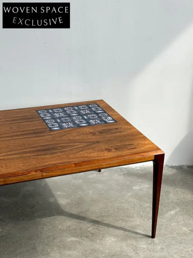 Vintage Danish Classic Designer Rosewood Tile Collage Coffee Table by Johannes Andersen