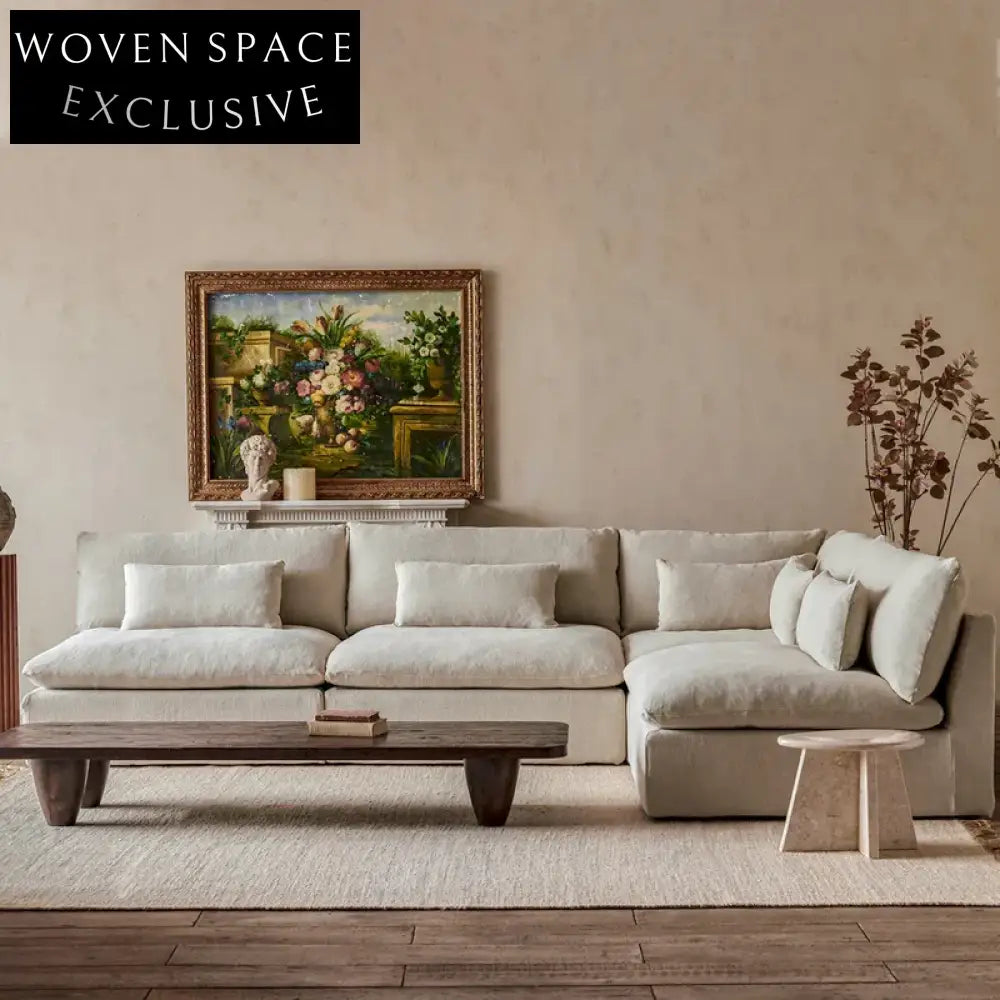 Vintage Deep Seat Feather Down Sectional Living Room Sofa