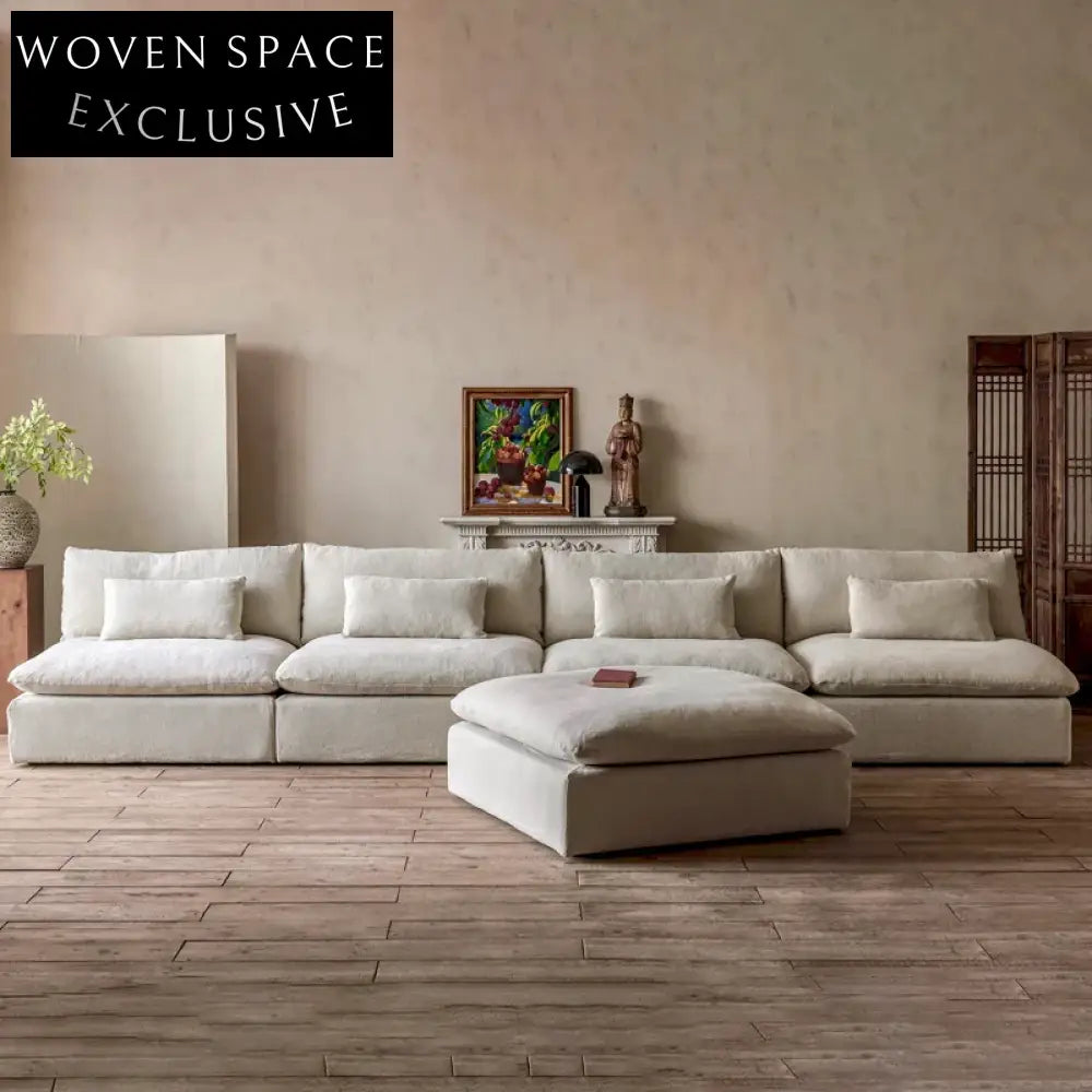 Vintage Deep Seat Feather Down Sectional Living Room Sofa