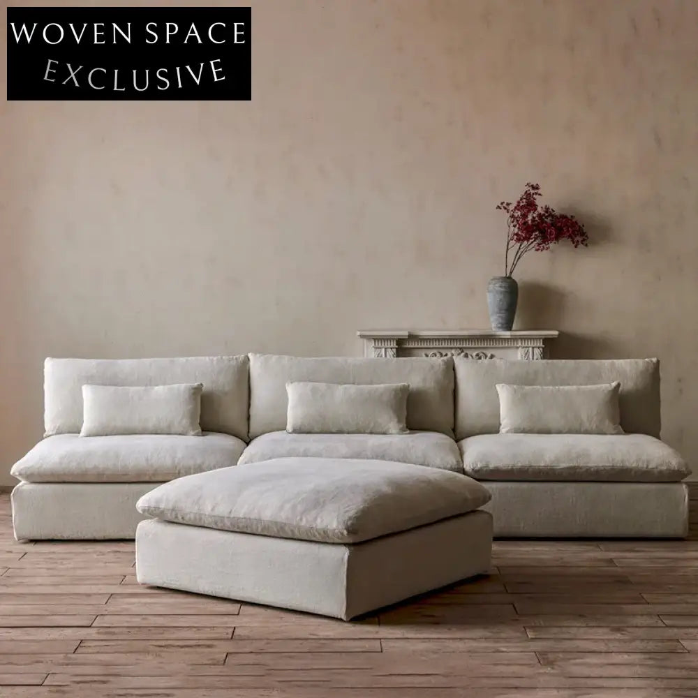 Vintage Deep Seat Feather Down Sectional Living Room Sofa