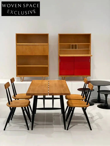 Vintage Ilmari Tapiovaara Pirkka Dining Set: One Table, Four Chairs, Lukaanpuu 1950s Original
