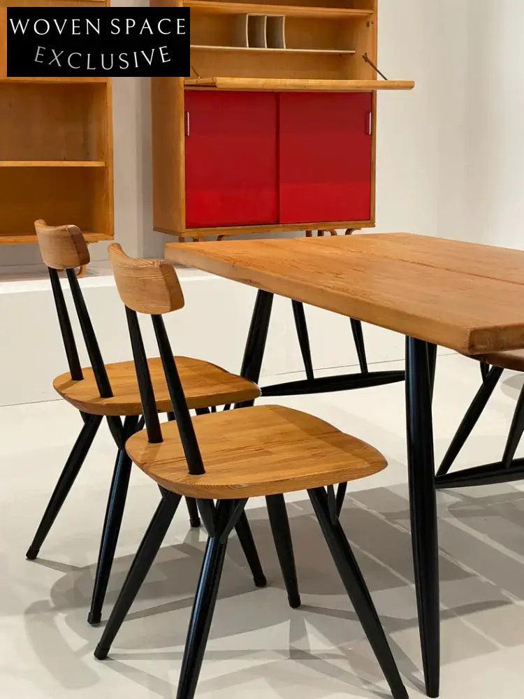 Vintage Ilmari Tapiovaara Pirkka Dining Set: One Table, Four Chairs, Lukaanpuu 1950s Original