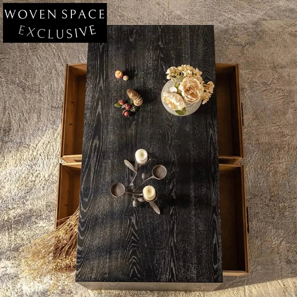 Vintage Farmhouse Style Solid Wood Rectangular Living Room Coffee Table