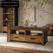 Vintage Farmhouse Style Solid Wood Rectangular Living Room Coffee Table