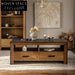 Vintage Farmhouse Style Solid Wood Rectangular Living Room Coffee Table