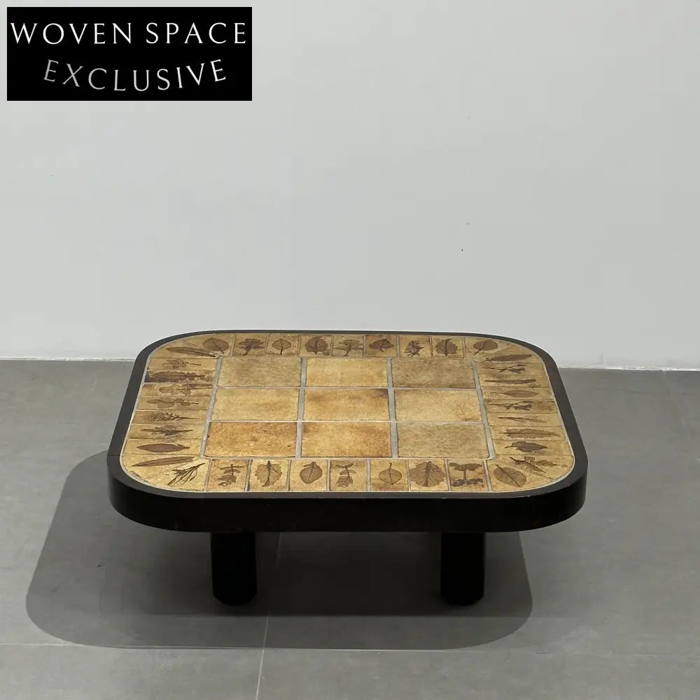 Vintage French Rectangular Tiled Coffee Table by Roger Capron