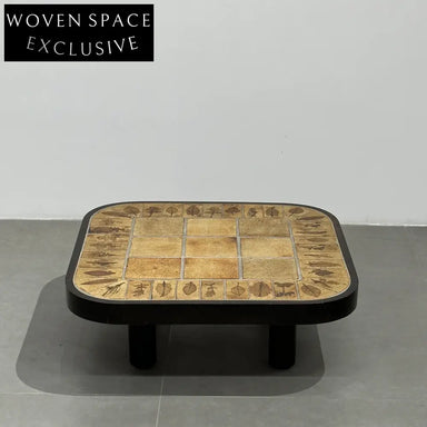 Vintage French Rectangular Tiled Coffee Table by Roger Capron