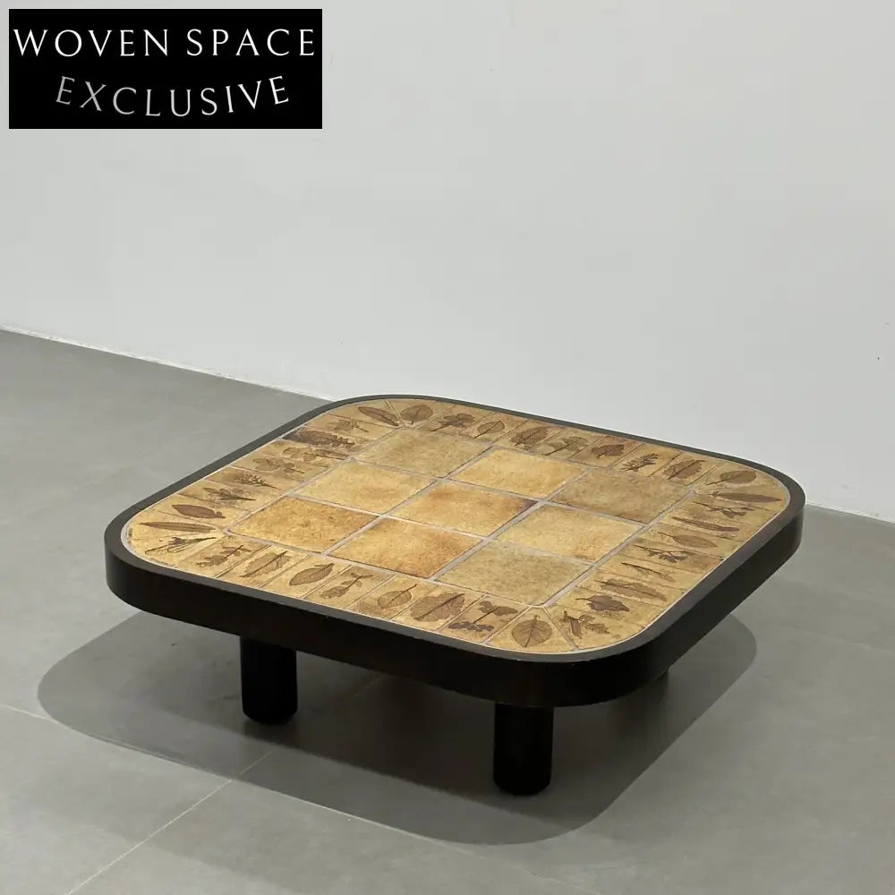 Vintage French Rectangular Tiled Coffee Table by Roger Capron