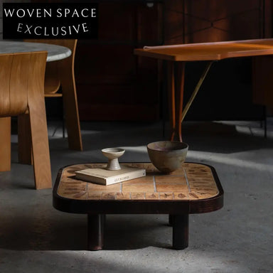 Vintage French Rectangular Tiled Coffee Table by Roger Capron