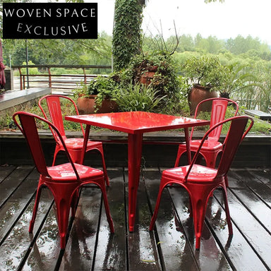 Vintage Industrial Gray Metal Indoor Outdoor Stacking Dining Chair