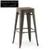 Vintage Industrial Metal Bar Stool with Wooden Seat, Stackable High Chair