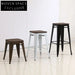 Vintage Industrial Metal Bar Stool with Wooden Seat, Stackable High Chair