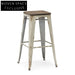 Vintage Industrial Metal Bar Stool with Wooden Seat, Stackable High Chair