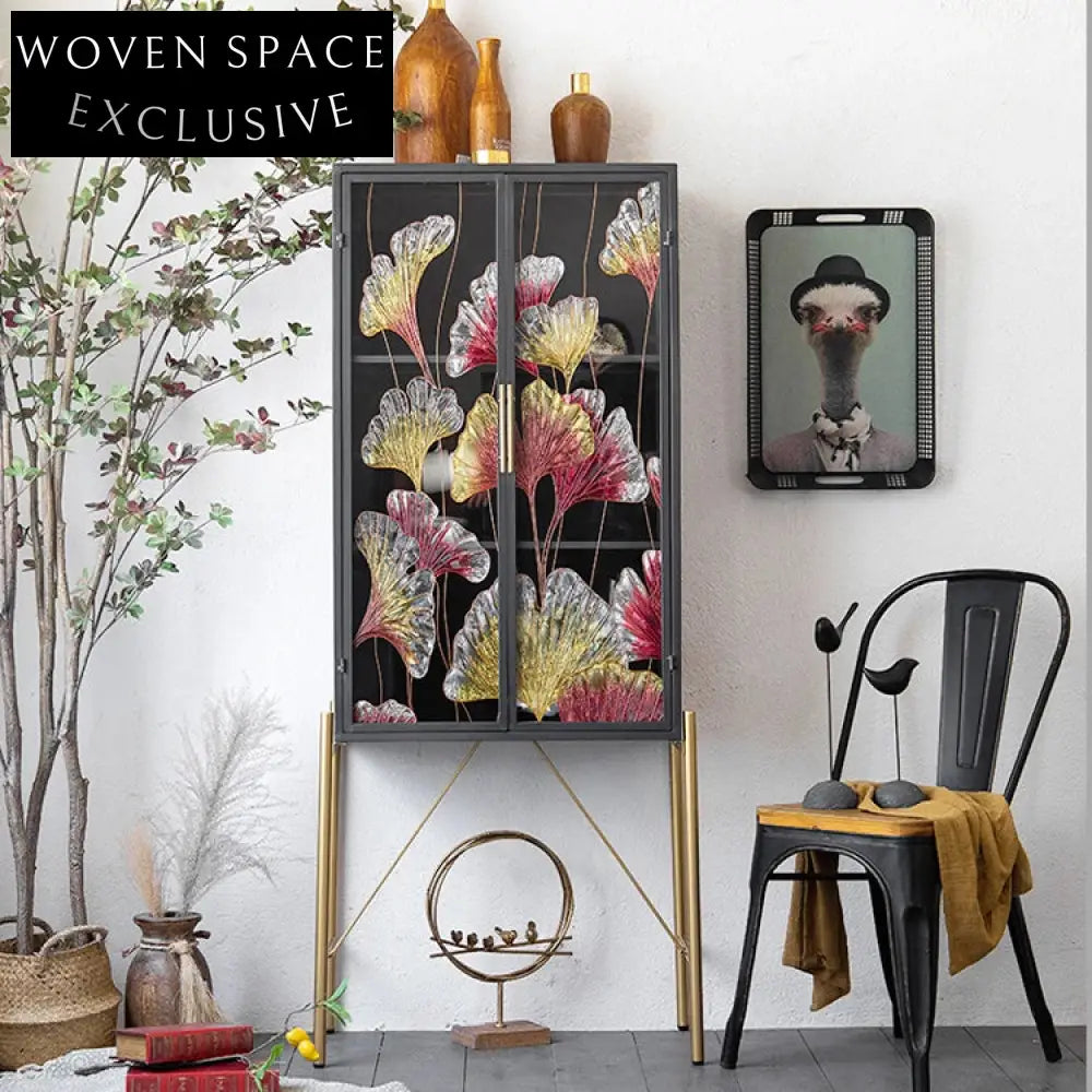 Vintage Industrial Metal Glass Display Cabinet Sideboard for Modern Living