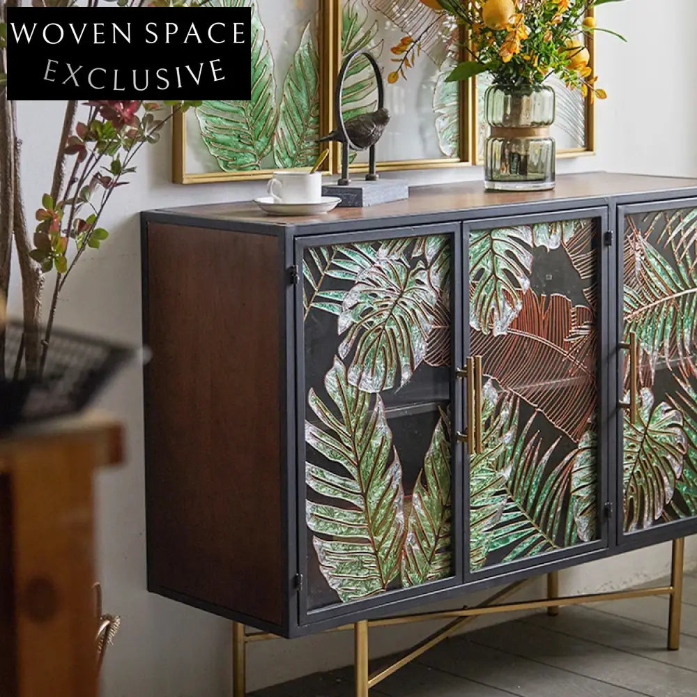 Vintage Industrial Metal Glass Display Cabinet Sideboard for Modern Living