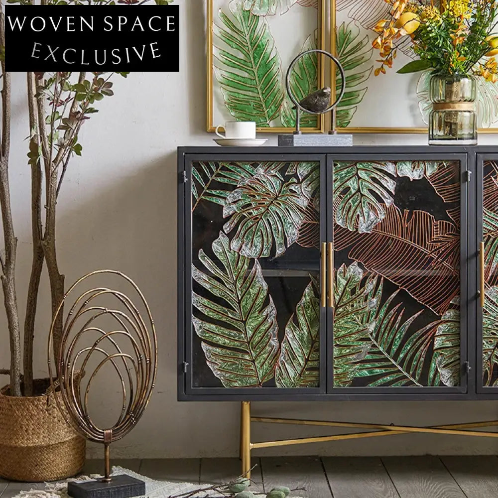 Vintage Industrial Metal Glass Display Cabinet Sideboard for Modern Living
