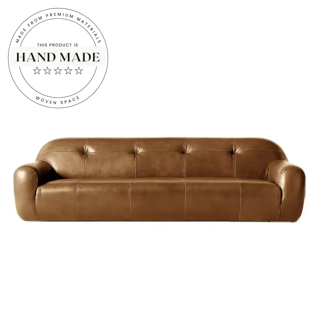Vintage Industrial Tufted Saddle Leather Modern Living Room Sofa