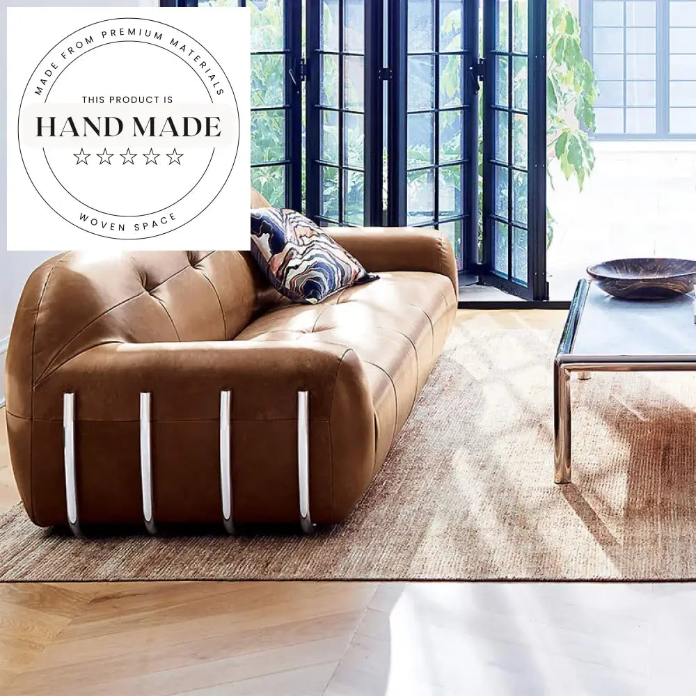 Vintage Industrial Tufted Saddle Leather Modern Living Room Sofa