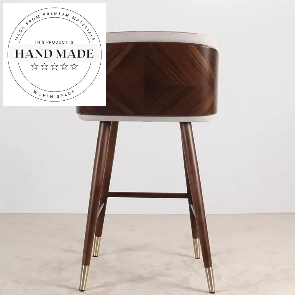 Vintage Leather Solid Walnut Wood Nordic Design Bar Stool