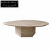 Vintage Modern Italian Beige Travertine Stone Living Room Center Coffee Table