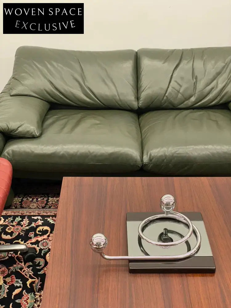 Vintage Italian Cassina Maralunga Olive Green Two-Seater Sofa