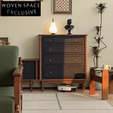 Vintage Red Oak Solid Wood Cabinet – Large Capacity Home Storage