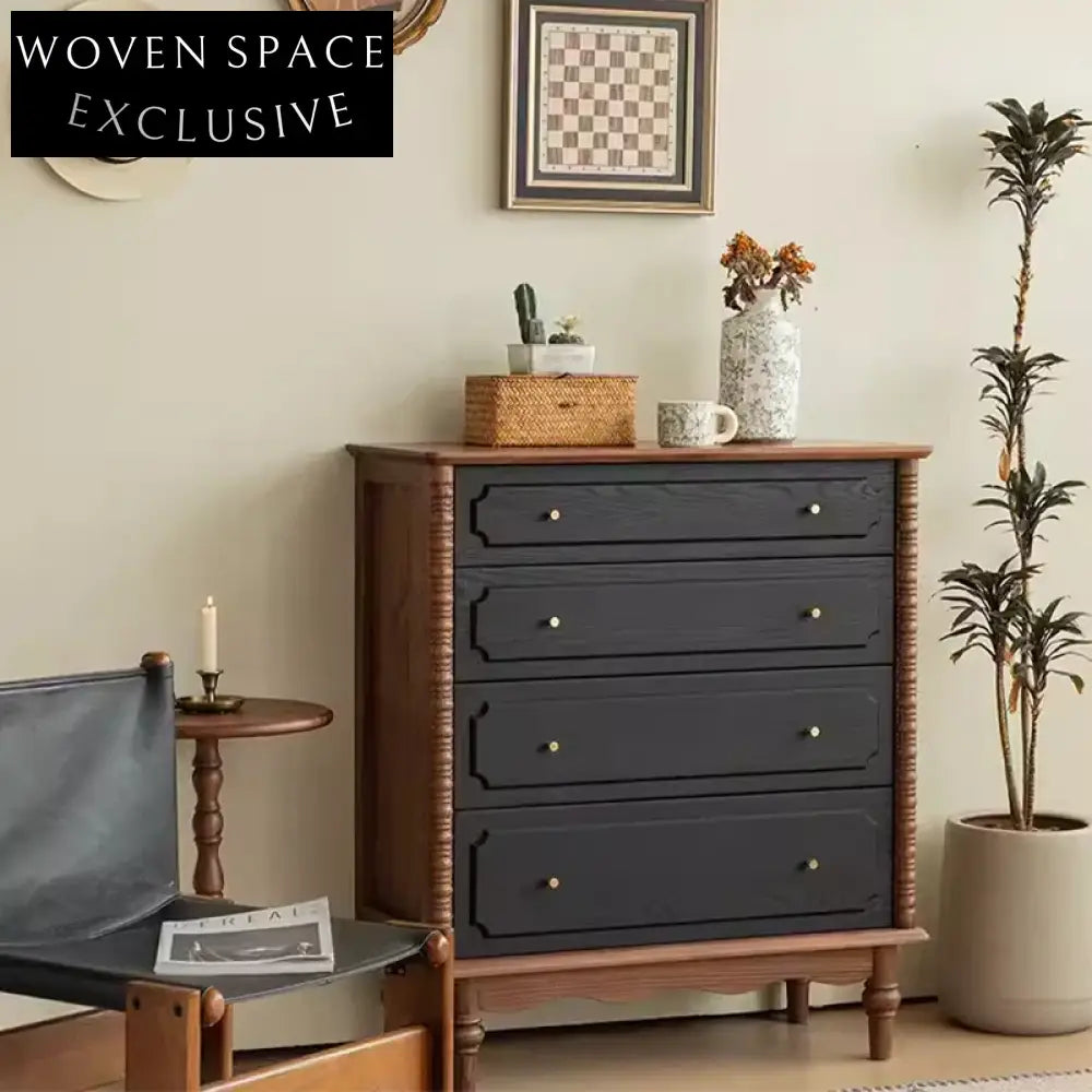 Vintage Red Oak Solid Wood Cabinet – Large Capacity Home Storage