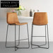 Vintage Retro Brown PU Leather Bar Stool Dining Chair with Chrome Legs
