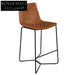 Vintage Retro Brown PU Leather Bar Stool Dining Chair with Chrome Legs