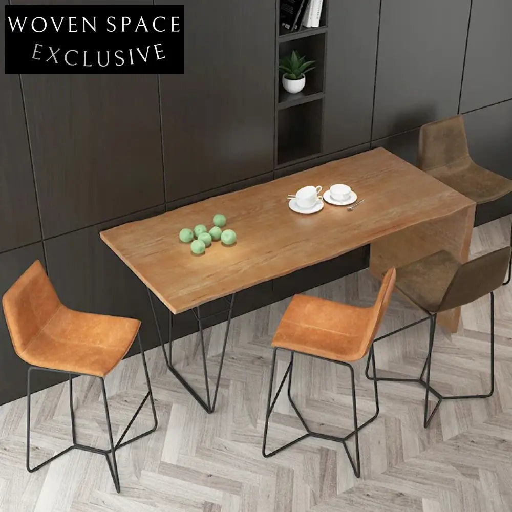 Vintage Retro Brown PU Leather Bar Stool Dining Chair with Chrome Legs