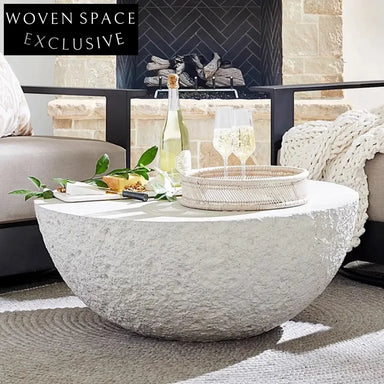 Vintage Round Concrete Coffee Table Set, Bowl-Shaped Design for Stylish Living