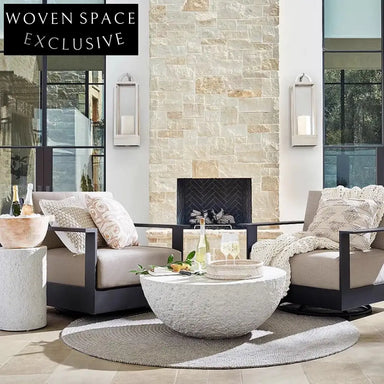 Vintage Round Concrete Coffee Table Set, Bowl-Shaped Design for Stylish Living