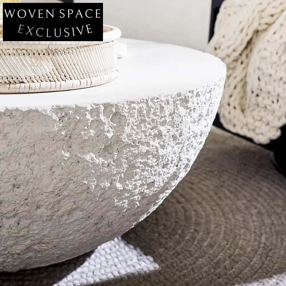 Vintage Round Concrete Coffee Table Set, Bowl-Shaped Design for Stylish Living