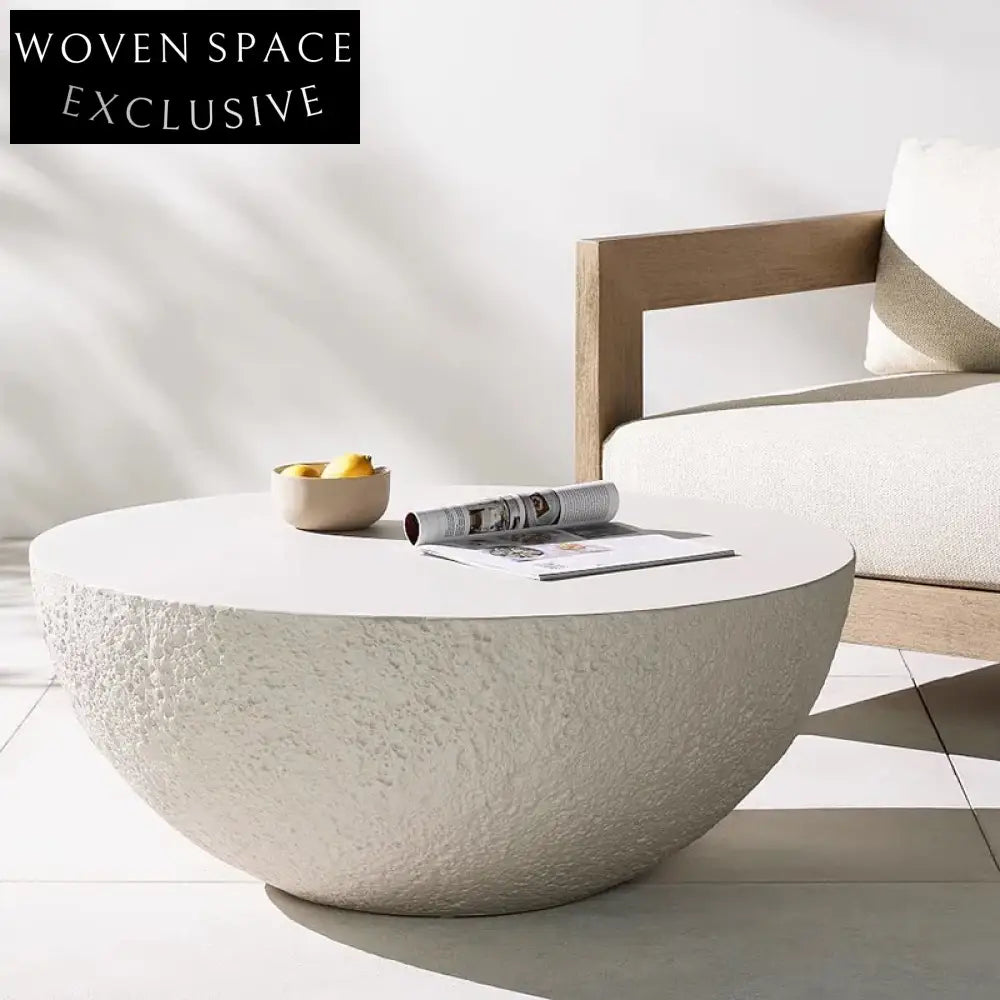 Vintage Round Concrete Coffee Table Set, Bowl-Shaped Design for Stylish Living