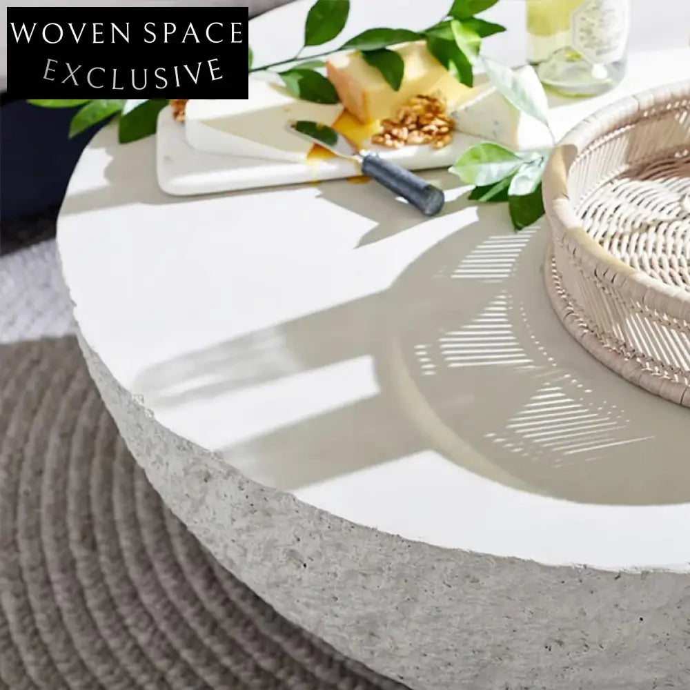 Vintage Round Concrete Coffee Table Set, Bowl-Shaped Design for Stylish Living
