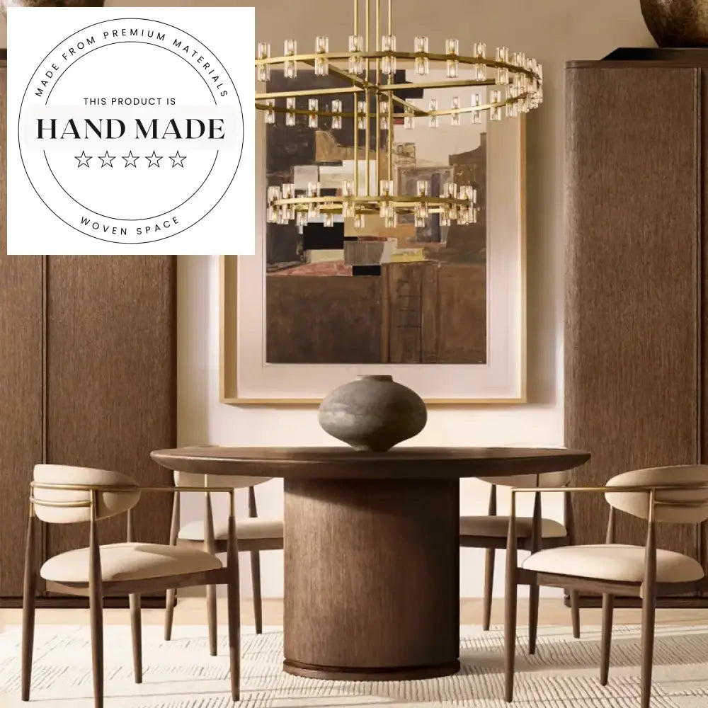 Vintage Round Oak Wood 6 Seater Extendable American Country Dining Table