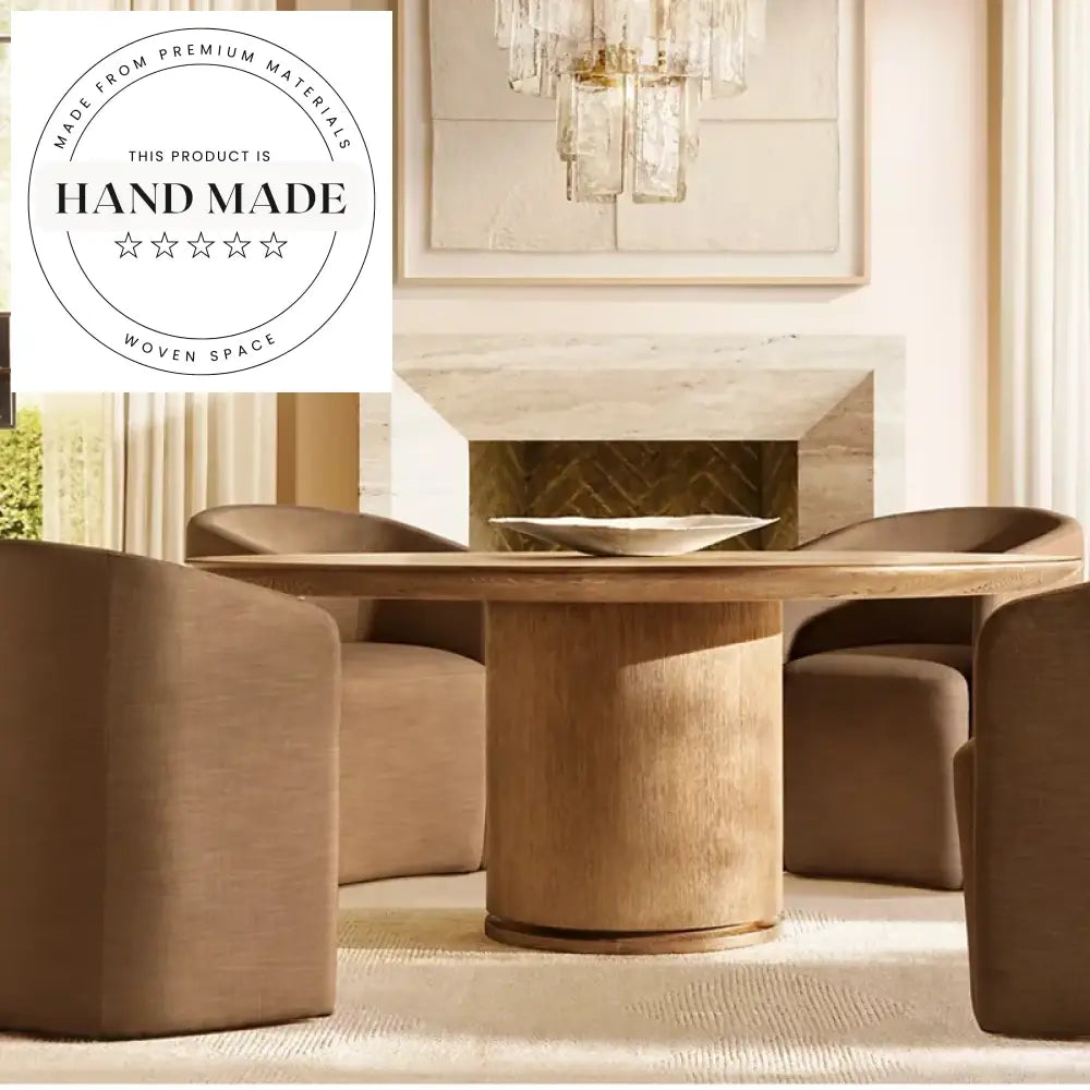 Vintage Round Oak Wood 6 Seater Extendable American Country Dining Table