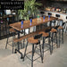 Vintage Solid Wood Coffee Shop Bar Counter, Metal High Leg Narrow Bar Table