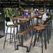 Vintage Solid Wood Coffee Shop Bar Counter, Metal High Leg Narrow Bar Table