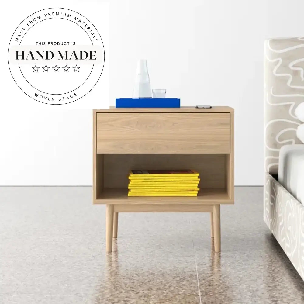 Vintage Solid Wood Single Drawer Storage Nightstand Bedside Table