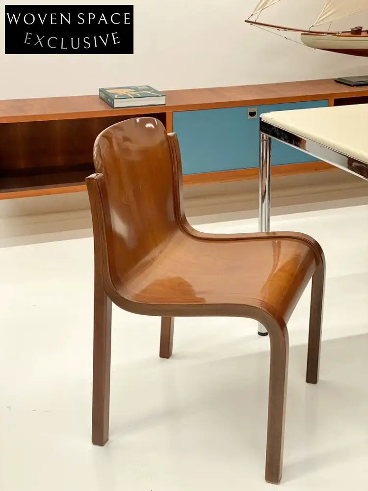 Vintage Italian Carlo Bartoli Mito T70 Walnut Beech Dining Chair 1960s