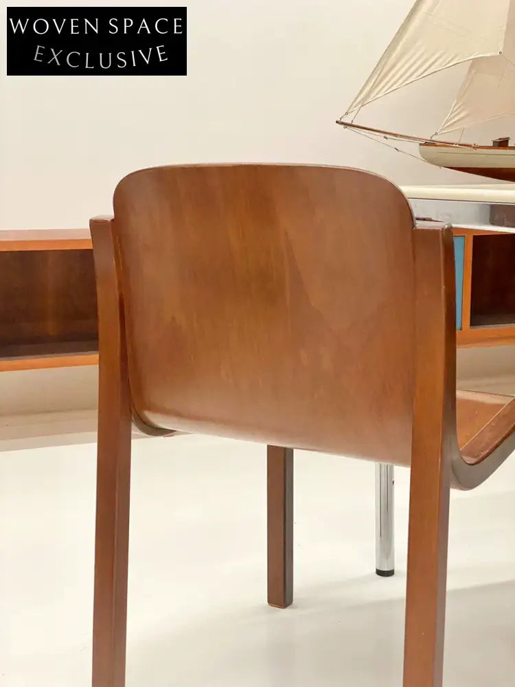 Vintage Italian Carlo Bartoli Mito T70 Walnut Beech Dining Chair 1960s