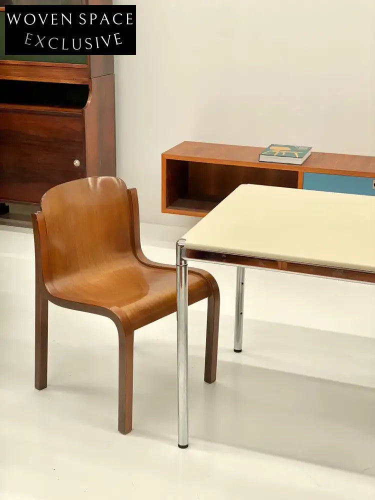 Vintage Italian Carlo Bartoli Mito T70 Walnut Beech Dining Chair 1960s