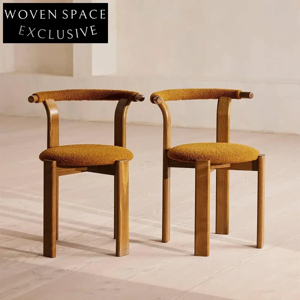 Wabi-sabi Beech Wood Boucle Fabric Upholstered Dining Chair for Modern Interiors