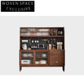 Wabi Sabi Black Walnut and Glass Large Storage Sideboard Cabinet