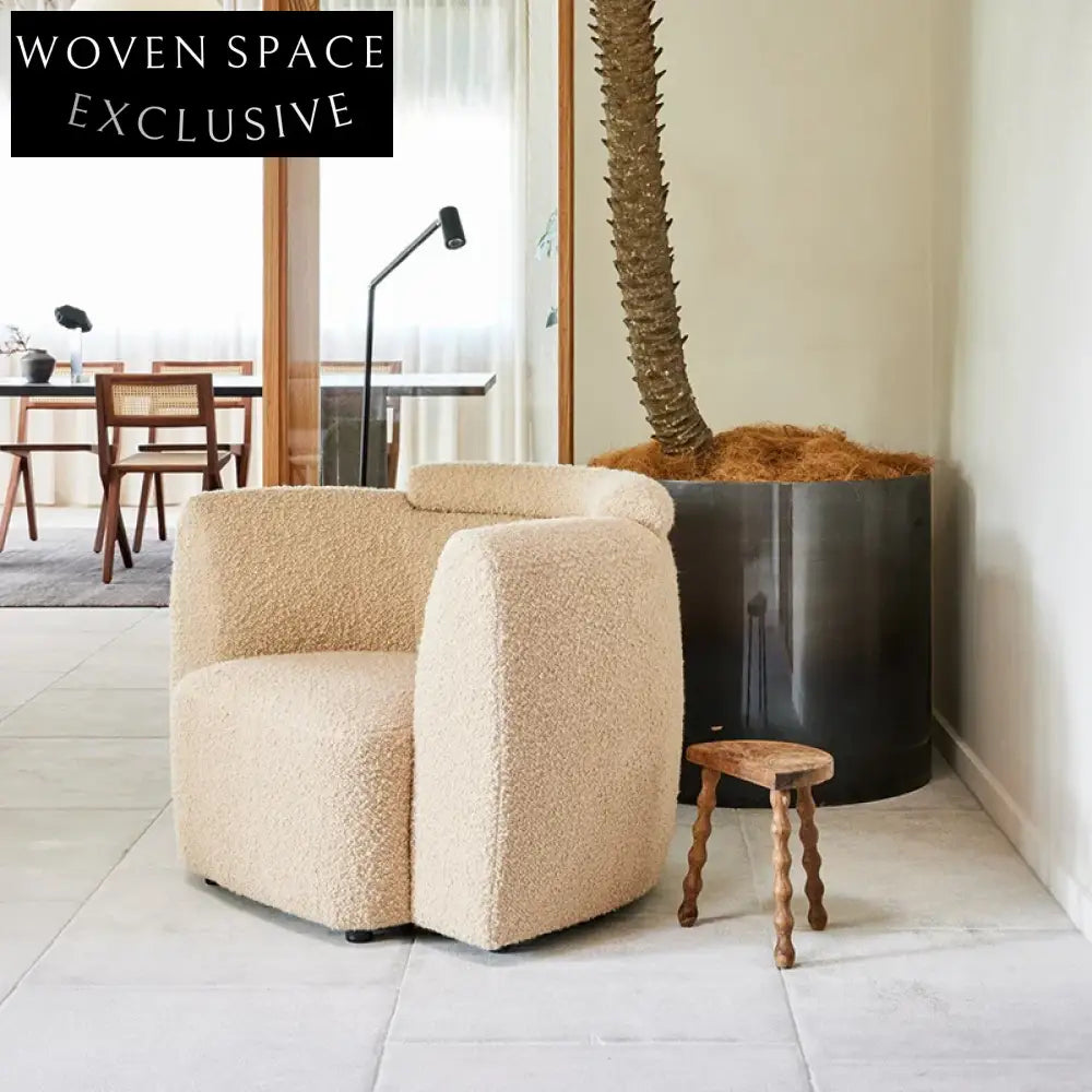 Wabi-Sabi Boucle Fabric Curved Sectional Cozy Living Room Sofa