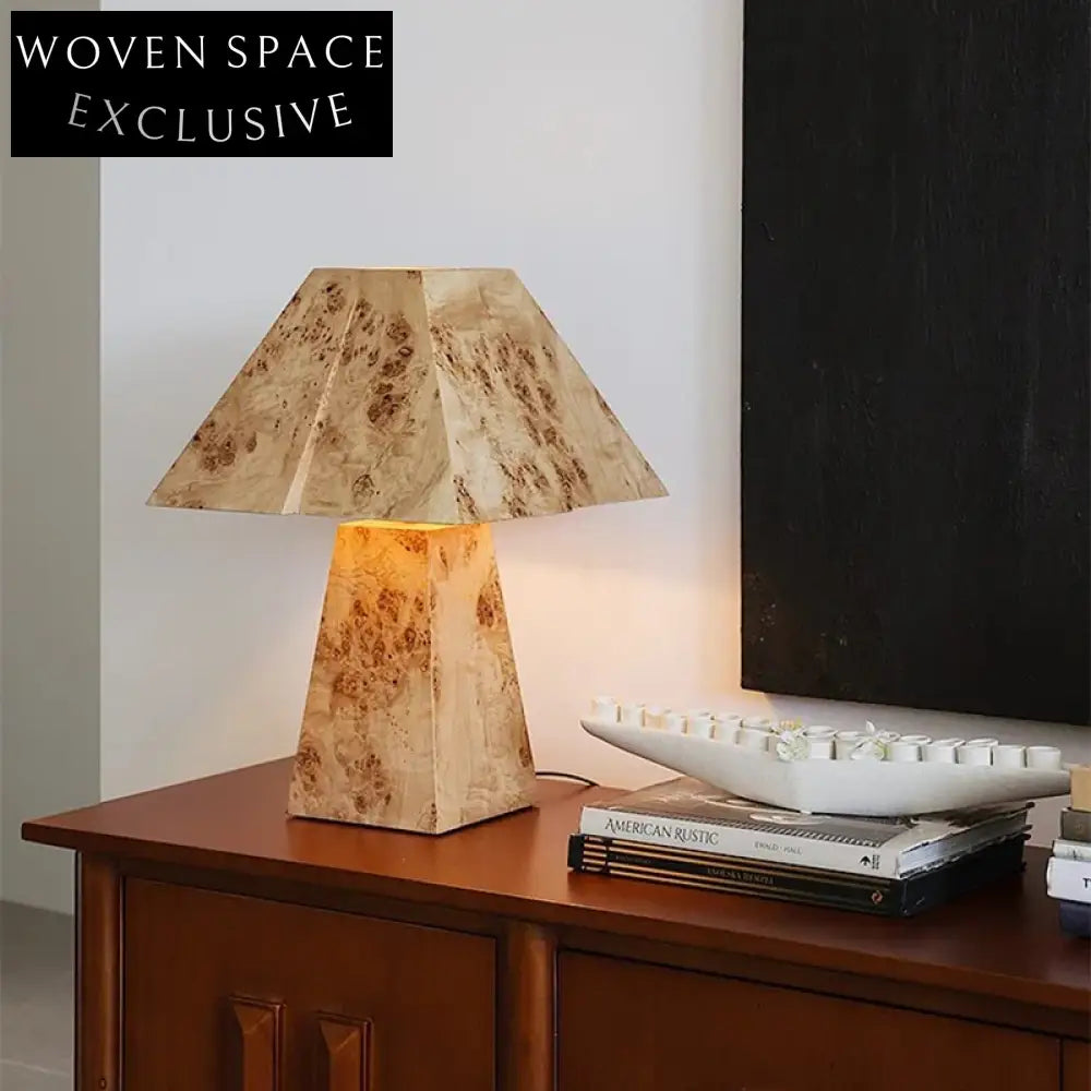 Wabi Sabi Burl Wood LED Table Lamp for Modern Bedroom Reading Lighting