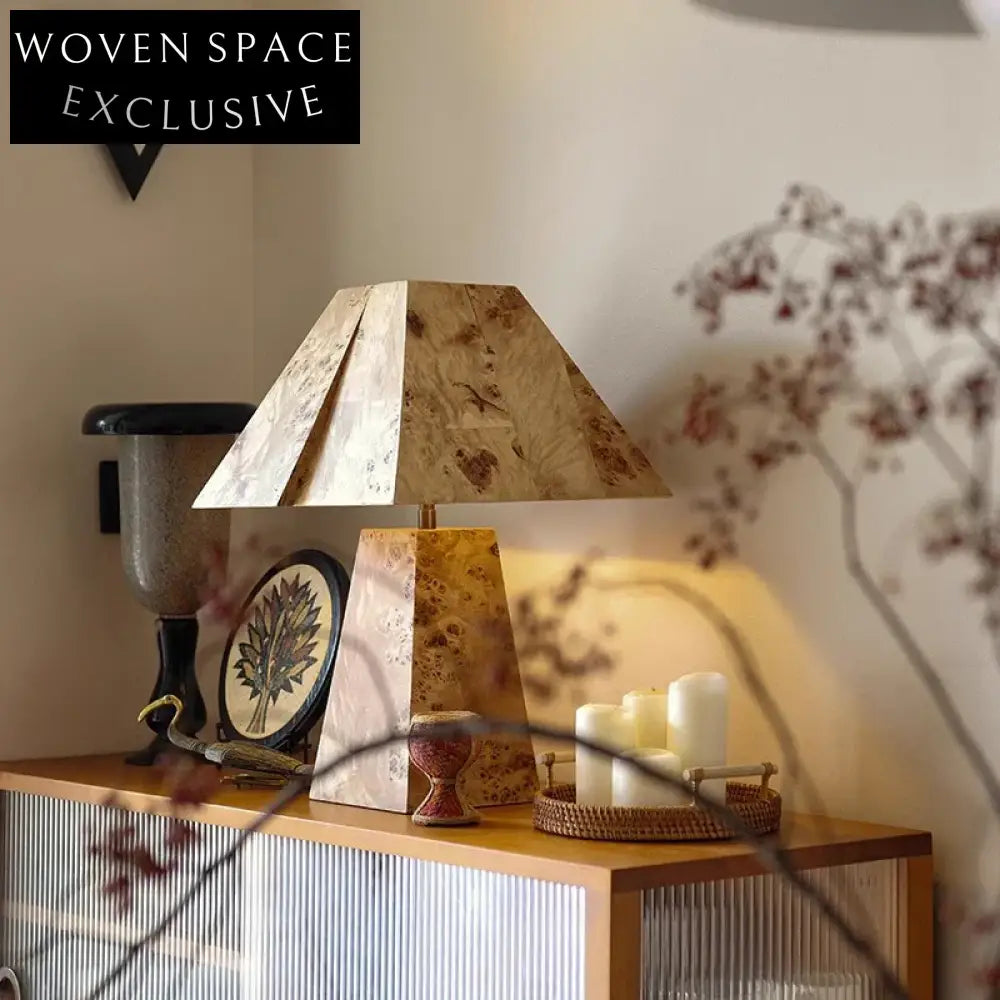 Wabi Sabi Burl Wood LED Table Lamp for Modern Bedroom Reading Lighting