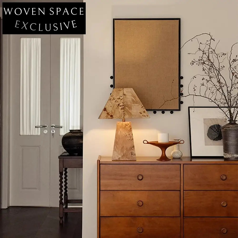 Wabi Sabi Burl Wood LED Table Lamp for Modern Bedroom Reading Lighting